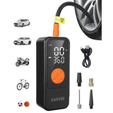 Garvee 150 PSI Cordless Tire Inflator Air Compressor, 4000mAh Rechargeable Portable Pump with Digital Pressure Gauge, Auto Shut-Off & LED Light for Cars, SUVs, Motorcycles, Bikes & Balls Black/Orange - Black