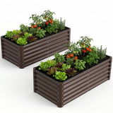 Garvee 2 Pack Tall 4 x 2 Ft Galvanized Steel Raised Garden Bed, Outdoor Above Ground Planter Box for Vegetables and Flowers, Metal Raised Bed for Gardening - Brown