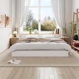 Garvee Minimalist Wooden Platform Bed Frame – Sturdy Floor-Standing Slats, Low Profile, Space-Saving, Noise-Free, No Box Spring, Easy Assembly – California King – White - White