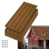 Garvee Corrugated Metal Roofing Panels 20-Pack, 3.54ft Galvanized Steel Roof Sheets (42.52" x 16.77") with Screws, Weather-Resistant Classic Brown Siding Wall Panels for Shed, Chicken Coop, Fence (RAL 8008) - Brown