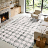 Garvee 5x7 Checkered Area Rug, Washable Modern Geometric Rug, Non Slip Low Pile Soft Carpet for Bedroom, Living Room, Dining Room, Green - Green