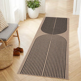 Garvee Modern Jute Runner Rug - Non-Slip, Washable, Arch Striped, mark Resistant, Non-Shedding Carpet for Entryway, Kitchen, Bedroom, Hallway, Natural/Black, 2x6ft - Natural/Black