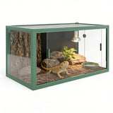 Garvee 120 Gallon Reptile Terrarium 48"x24"x24", Large Bearded Dragon Tank with Sliding Glass Doors, Heavy-Duty Screen Top Ventilation, Anti-Escape Enclosure for Lizards & Snakes, Green - Green
