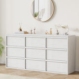 Garvee 9-Drawer Wooden Dresser with Ample Storage and Sturdy MDF Build, Waterproof Top, Adjustable Feet for Bedroom and Living Room - White
