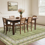 Garvee Bordered Sage Green 4x6 Washable Modern Geometric Rug - Soft, Non-Slip, Ultra-Thin, Stain-Resistant Fabric - Machine Washable, Durable - Living Room, Bedroom, Playroom - Sage Green