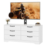 Garvee 63" Modern TV Stand for Up to 75" TVs - Adjustable Height Media Console with 6 Drawers, Sturdy MDF Entertainment Center for Living Room, Bedroom, Office - White