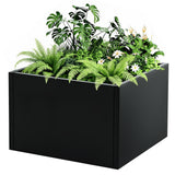 Garvee Durable Black Metal Raised Garden Planter Bed with Base – Sturdy Iron Outdoor Flower Box for Plants & Vegetables – Modern Design – Size: 46x46x30cm, Includes Base