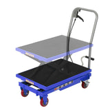 Garvee Hydraulic Lift Table Cart 500lbs Capacity Double Scissor Lift Non-Slip Pad 4 Wheels Reflective Strips Steel Material Handling