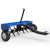 Garvee 40" Heavy-Duty Tow-Behind Lawn Plug Aerator, Steel Core Aerator with 24 Hardened Tines, 100 lb Weight Tray, Universal Hitch & 10" Pneumatic Tires for Lawn Tractor, ATV, UTV, Garden, Farm & Yard Care - Blue