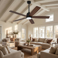 Garvee Modern 52" Ceiling Fan in Hanging Bar Design with 3-Color Temperature LED Light, Quiet Reversible DC Motor and Remote for Bedroom, Living Room and Dining Room, Black & Walnut