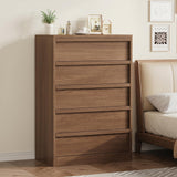 Garvee Modern 5-Drawer Dresser, Tall Chest with Large Storage Drawers, Sleek Bedroom Dresser Organizer for Nursery, Living Room & Entryway (Assembly Required) - Brown
