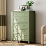 Garvee Sage Green 5 Drawer Dresser for Bedroom – Modern Tall Wooden Chest, Deep Storage Drawers, Metal Knobs, Compact Vertical Organizer for Closet, Nursery, Living Room, Hallway – Color: fruit brand Green - Sage Green