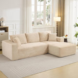 Garvee 108" Boneless Sectional Cloud Sofa for Living Room, L-Shape Modern Deep Seat Corduroy Couch with Right Chaise, No Assembly, Oversized Upholstered Lounge Sofa for Bedroom, Apartment, Beige - Beige | L-Shaped Right