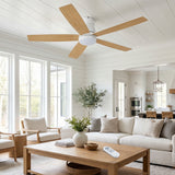 Garvee Modern 52" Ceiling Fan with 3-Color Temperature LED Lights and Remote, Quiet Reversible DC Motor for Bedroom, Living Room and Dining Room, White & Yellow - White & Yellow