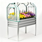 Garvee Galvanized Raised Garden Bed with Greenhouse Cover – Elevated Planter Box with Legs, Built-in Watering System, 400lb Capacity, Ideal for Vegetables and Flowers – Silver