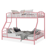 Garvee Space-Saving Twin Over Full Metal Bunk Bed - Modern Heavy Duty Steel Frame - Sturdy Arched Guardrail & Ladder - No Box Spring Required - Perfect for Kids & Teens - Pink, Upper: Twin, Lower: Full - Pink