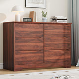 Garvee Modern 6 Drawer Tall Wooden Dresser – Spacious Storage Cabinet with Deep Drawers, Wide Top, Ideal for Bedroom, Living Room, Hallway, Kids Room – Sturdy Chest Organizer, Red Walnut Finish - Red Walnut