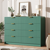 Garvee 8-Drawer Dresser Modern Fluted Design Large Storage Scratch-Resistant MDF Anti-Tip Protection Green Bedroom Living Room - Green
