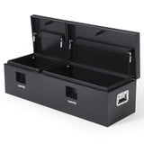 Garvee 48"X16"X14" Heavy Duty Steel Truck Bed Tool Box – Double Lid, Grooved Weatherproof Metal Chest with T-Handle & Side Handle, Durable Organizer for Pickup Truck, RV, Trailer, Front Double, Black - Black