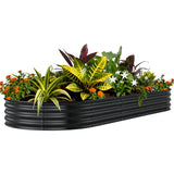 Garvee 8' X 4' X 1' Raised Garden Bed, Galvanized Metal Planter for Vegetables & Herbs, Open Bottom, Rust-Resistant & Easy Setup - Gray-Oval