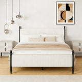 Garvee Queen Size Upholstered Bed Frame - with Velvet Headboard, Soft Corduroy Fabric Platform with Wooden Slats Support & Heavy Duty Feet, No Box Spring Needed, Noise Free, Easy Assembly, White - White