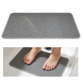 Garvee PVC Shower Mat 16" x 28" Non-Slip Bath Mat with Soft Bristles, Quick Drain Foot Scrubber Rug for Shower, Tub & Wet Areas, Minimalist Gray - Gray