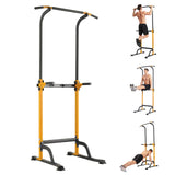 Garvee Heavy-Duty Power Tower Workout Station with Pull-Up Bar & Dip Station, 10 Adjustable Heights, 330 lbs Capacity Multi-Function Fitness Equipment for Home Gym Cross-Training - Yellow - Yellow