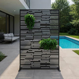 Garvee Heavy-Duty Galvanized Steel Privacy Screen – 72" H x 47" W Freestanding Metal Outdoor Fence Panel, Rustproof, Windproof Decorative Divider & Plant Trellis for Patio, Balcony, Garden, Deck – Black - Black