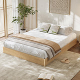 Garvee Minimalist Fluted Platform Bed Frame – Wooden, Low Profile, Noise-Free, Easy Assembly, No Box Spring Needed – California King Size, Natural Oak, Wood Color - Natural