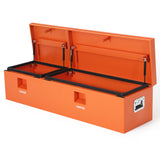 Garvee 48"X16"X14" Heavy Duty Steel Truck Bed Tool Box – Double Lid, Grooved Weatherproof Metal Chest with T-Handle & Side Handle, Durable Organizer for Pickup Truck, RV, Trailer, Front Double, Orange - Orange