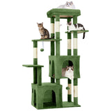 Garvee 61" Multi-Level Cat Tree for Indoor Cats, Heavy-Duty Tower for Large Adult & Maine Coon Cats with Oversized Perch, Dual Condos, Natural Sisal Scratching Posts & Play Toys – Green - Green