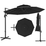 Garvee 10FT Offset Cantilever Patio Umbrella – 360° Rotation, Easy Tilt, UV Protection, Fade-Resistant Polyester – Large Outdoor Sun Shade Parasol for Pool, Deck, Garden, Backyard, Black - Black