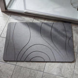 Garvee Quick Dry Stone Bath Mat 15" × 24", Diatomaceous Earth Bath Rug with Non-Slip Backing, Fast Absorbing Hard Bathroom Mat for Shower, Kitchen & Pet Area, Gray Wave - Gray-1