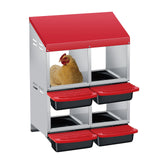 Garvee Chicken Nesting Boxes, 2x2 Hole Metal Wall Mount Roll Away Nest with Removable Trays and Roll Out Egg Collection for Chicken Coop - Red