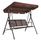 Garvee 3-Seat Outdoor Porch Swing Chair – Adjustable Canopy, Waterproof & UV Resistant Steel Patio Glider Bench – 500 lbs Capacity, Non-Slip Feet, Strong Spring Hooks – Color: Brown