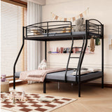 Garvee Twin Over Full Bunk Bed, Metal Bunk Beds with Ladder and Guardrail,Heavy Duty Space Saving Design,Smooth Rounded Edges,Ideal for Dorms and Small Rooms, Black - Black