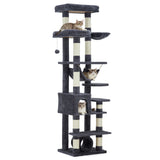 Garvee Multi-Level Cat Tree with Condo, 74" Tall Cat Tower with 11 Scratching Posts, Hammock, Tunnel, Large Top Perches & Anti-tip Kit, Indoor Cat Furniture for Large Cats, Dark Gray - Dark Gray
