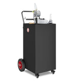 Garvee 40 Gallon Fuel Caddy Portable Gasoline Diesel Tank with Reversible Rotary Hand Pump Carbon Steel 4 Flat-Free Rubber Wheels Black for Cars Boats Lawn Mowers ATVs - Black