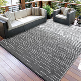 Garvee Waterproof Outdoor Rug 5x8ft - Reversible Grey and White Plastic Straw Patio Carpet - Modern Striped UV Resistant Deck & RV Mat,Grey White - Gray