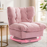 Garvee Oversized Chenille Swivel Accent Chair, 360° Rotating Armchair with Deep Seat, Thick Cushion & 300lb Capacity, Comfy Modern Reading Sofa Chair for Living Room, Bedroom, Office, Pink - Pink
