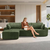 Garvee 118'' Modular Sectional Sofa, Corduroy Sponge Compression Sofas with Deep Seat, Memory Foam Sofa for Living Room Bedroom, No Assembly Required, Green - Green