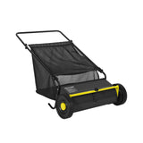 Garvee Push Lawn Sweeper 26" Manual Yard Sweeper, 7 cu.ft Leaf Collector, 4 Spinning Brushes & Adjustable Steel Frame for Lawn, Garden & Driveway, Black - Black
