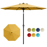 Garvee 9FT Yellow Outdoor Patio Umbrella - Market Table Parasol with Smooth Crank Lift, Push Button Tilt & 8 Sturdy Ribs, UV Protection, Waterproof Sunshade for Pool, Deck, Yard, Garden - Yellow