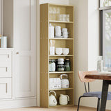 Garvee 6-Tier Tall Wooden Bookcase - Industrial Rustic Open Bookshelf - Heavy-Duty Standing Shelf Organizer for Office, Living Room, Bedroom, Library - Wood Color - Natural Wood