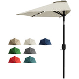 Garvee 9FT Half Patio Umbrella with Built-in Lights – Durable Outdoor Sun Shade Canopy, Smooth Crank Lift, UV Protection – Ideal for Backyard, Garden, Deck, Balcony, Table – Beige - Beige