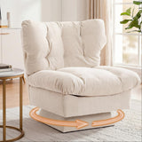 Garvee Oversized Chenille Swivel Accent Chair, 360° Rotating Armchair with Deep Seat, Thick Cushion & 300lb Capacity, Comfy Modern Reading Sofa Chair for Living Room, Bedroom, Office, Beige - Beige