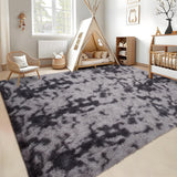 Garvee Ultra Soft Soft Area Rug - Soft Shaggy Non-Slip Carpet for Living Room & Bedroom - Machine Washable, Non-Shedding, Comfort Faux Fur - Aesthetic Tie-Dye Dark Gray, 6x9ft - Tie-Dyed Dark Gray