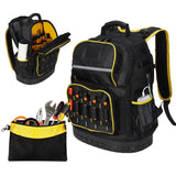 Garvee Heavy-Duty Tool Backpack, 18-Inch Oxford Fabric, Water-Resistant Construction Backpack with Hard Bottom, Multiple Pockets, Laptop Sleeve, and Tool Pouch for Durable Work Gear