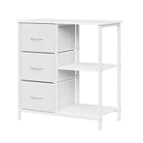 Garvee 3 Drawer Mobile File Cabinet with Open Storage Shelf, Rolling Printer Stand and Fabric Lateral Filing Cabinet for Home Office, Fits A4 or Letter Size Files, White - White