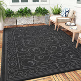 Garvee 9x12 Outdoor Rug Plastic Straw Waterproof Reversible Lightweight Foldable Patio Porch Backyard Camping - Black